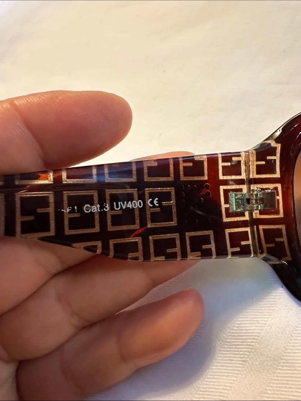 Brown Patterned Women's Sunglasses with Crystal Accent